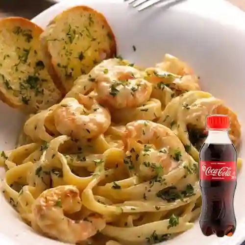 Combo Pasta Alfredo c/ Camarones +Cocacola Orig 200ml