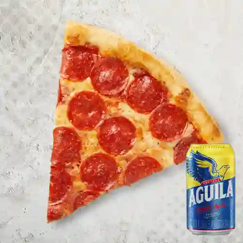 Combo Porción Gigante Pepperoni + Aguila en Lata 330ml
