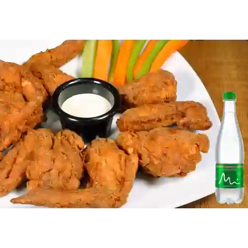 10 Alitas de Pollo S/papas +manantial C/gas 600ml