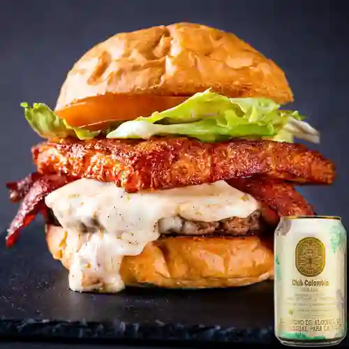 Combo Queso Frito Burger + Club Colombia Dorada 330ml