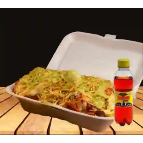 E. Salchipapa para 1 Persona +Gaseosa Postobon 250Ml