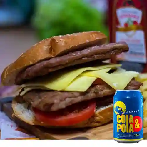 Combo Hamburguesa Doble Carne + Cola & Pola 330 ml