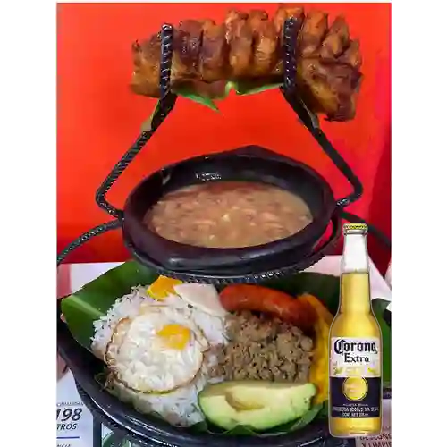 Combo Bandeja Paisa + Cerveza Corona Bot. 355ml