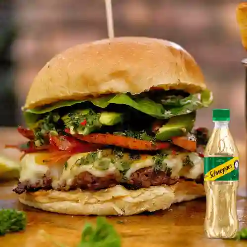 Hamburguesa Garnet 140gr +Ginger Ale Schweppes 400ml