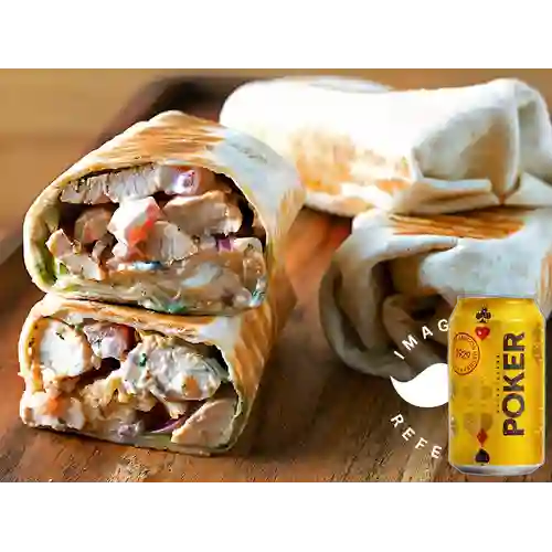 Combo Wrap Pollo + Cerveza Poker Lta 330ml