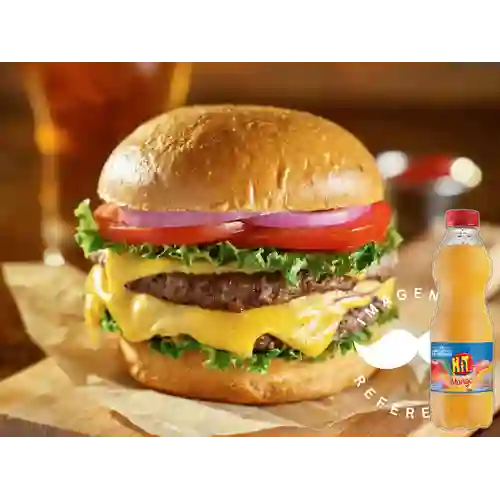 Combo Hamburguesa Doble Carne + Hit Mango 500 ml