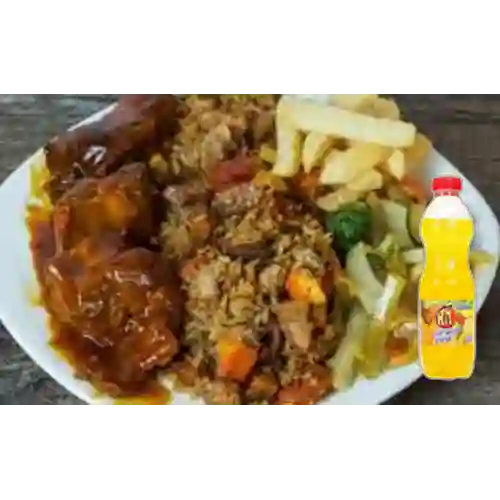 1 Arroz Paisa c/ Costillas +Hit Naranja Piña 500ml