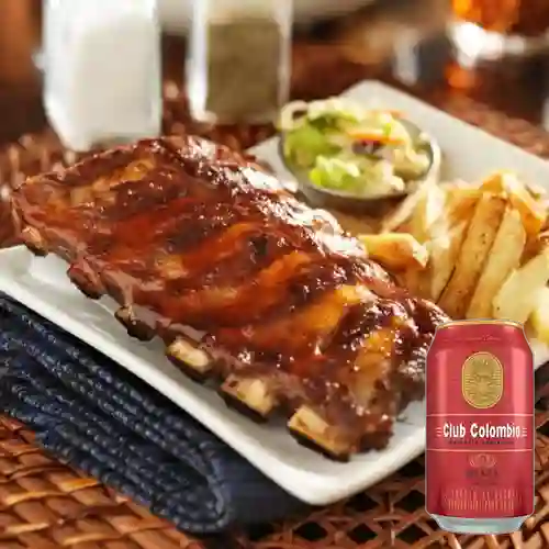 Combo Costillas + Cerveza Club Colombia Roja Lta 330ml