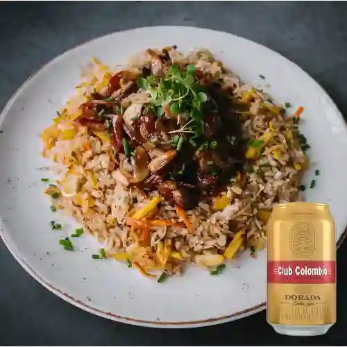 Combo Lomo Wok Stop + Club col. Dorada Lta 330ml