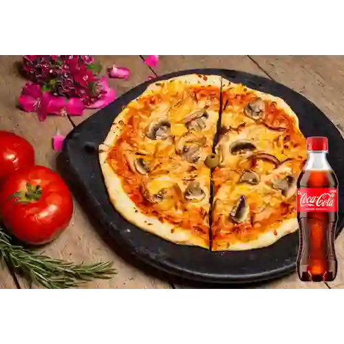 Combo Pizza Pollo Champiñones +Cocacola Orig 400ml