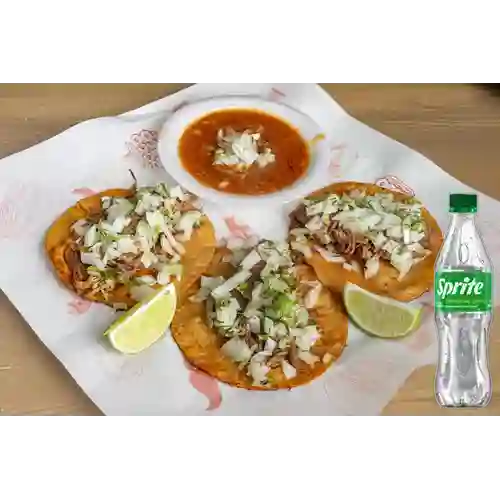 Combo Tacos de Birria X3 + Sprite Original 400ml