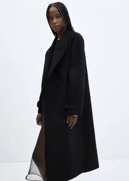 Abrigo Gauguin Negro Talla 18 Mujer Mango