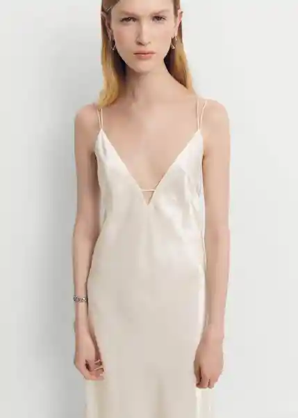 Vestido Kyoto Offwhite Talla M Mujer Mango