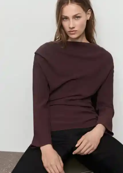 Blusa Urus Marrón Talla M Mujer Mango