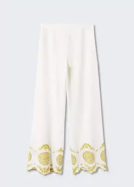 Pantalón Dalia-a Off White Talla L Mujer Mango