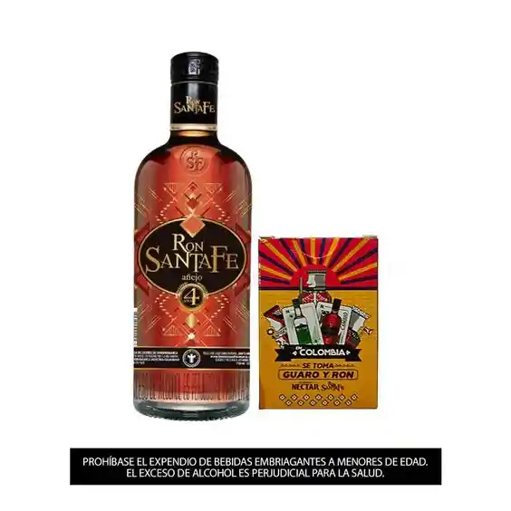 Ron Santa Fe Añejo 750 Ml + Cartas Guaro Y Ron