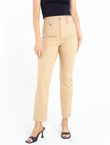 Pantalón Flue Mujer Beige Trigo Medio Talla 10 Naf Naf