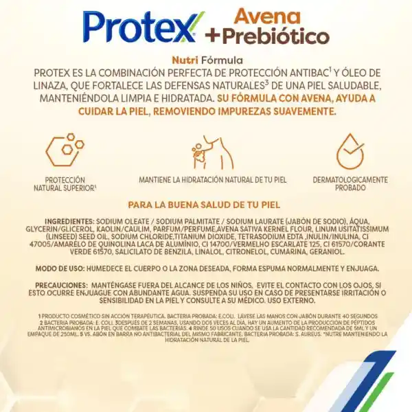 Jabon Antibacterial Protex Avena Barra 110g