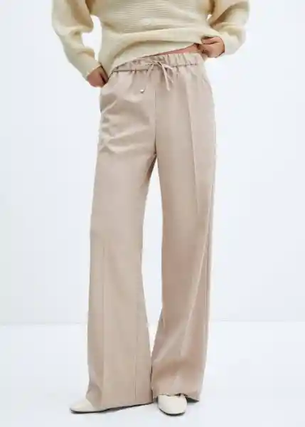 Pantalón Lazy Beige Talla S Mujer Mango