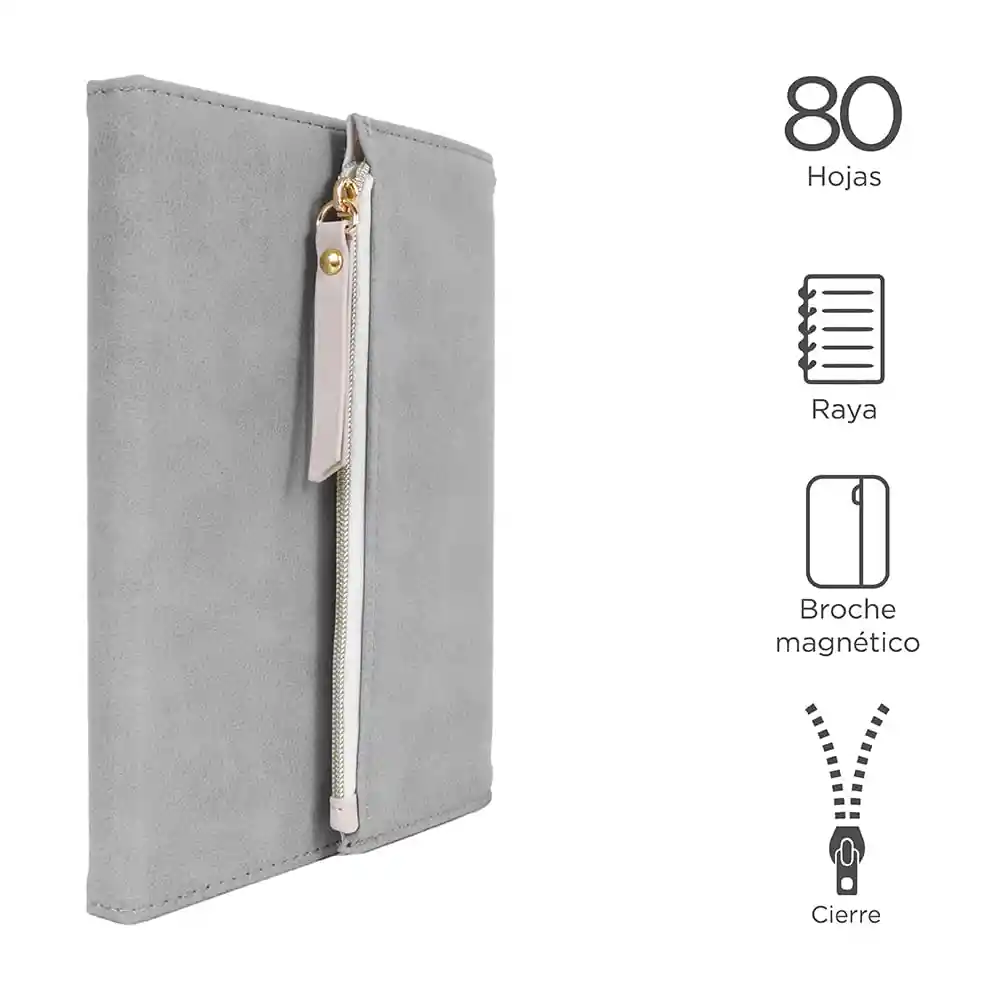 Cuaderno Ejecutivo Trifold Gris 80 Hojas Miniso