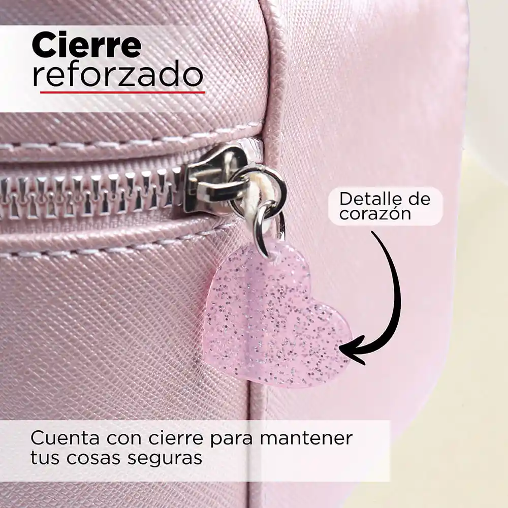 Miniso Cosmetiquera Rectangular Nacarada Rosa