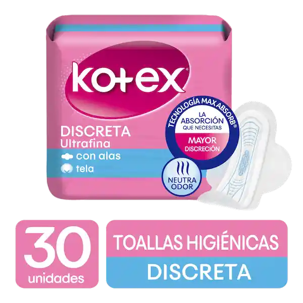 Kotex Toalla Higiénica Discreta Tela