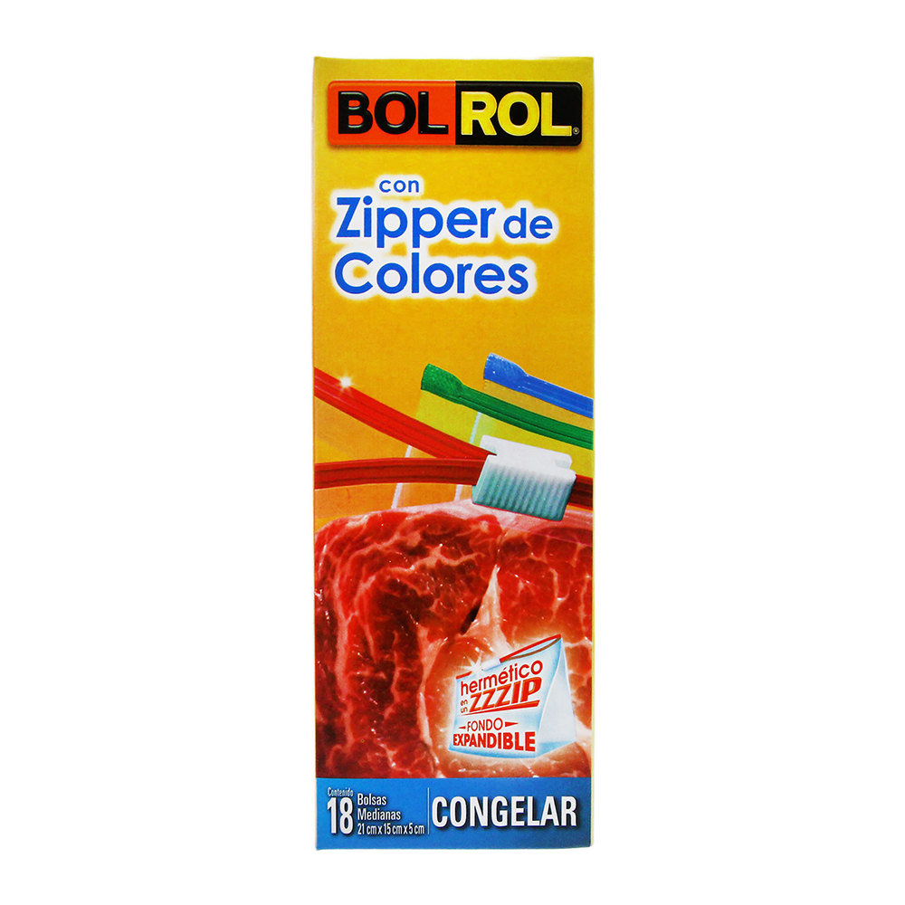 Bolrol Bolsas Zipper de Colores Medianas 18 und