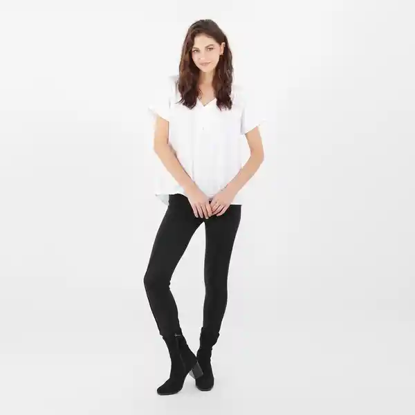 Blusa Cuello V Manga Corta Blanco Talla XS 704984