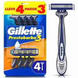 Cuchilla de Afeitar Gillette Prestobarba 3 Máquina Afeitar 4 Und