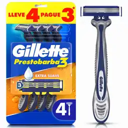 Cuchilla de Afeitar Gillette Prestobarba 3 Máquina Afeitar 4 Und