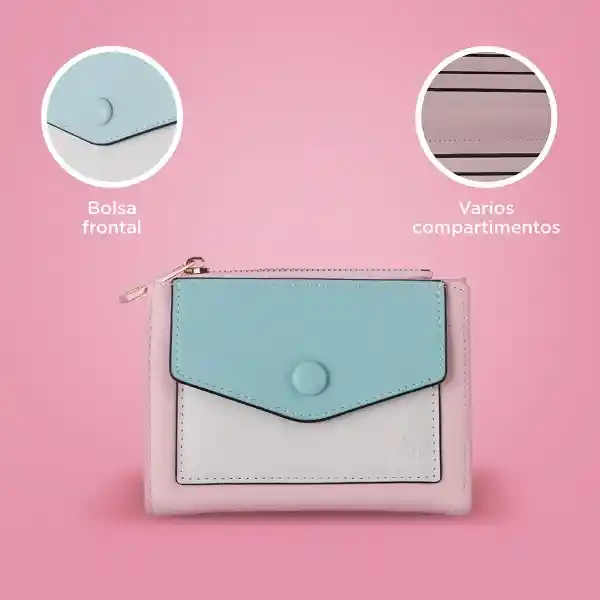 Cartera Corta Para Mujer Azul y Rosa Miniso