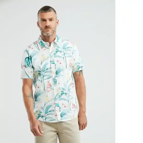 Camisa Leaves Resort Shirt Manga Corta Verde Talla M Chevignon