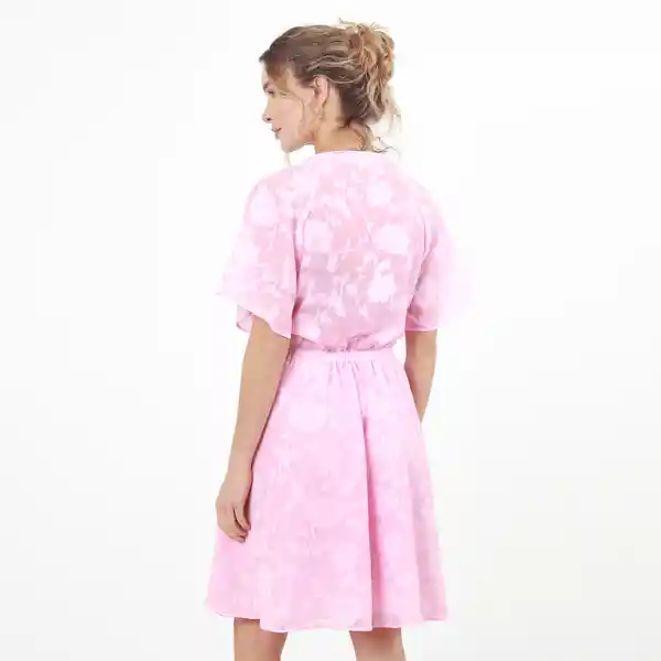 Vestido Cuello V Manga Corta Morado Talla S 552257