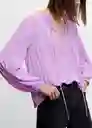 Blusa Plis Lila Talla XS Mujer Mango