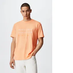 Camiseta Logohe-H Peach Talla S Hombre Mango