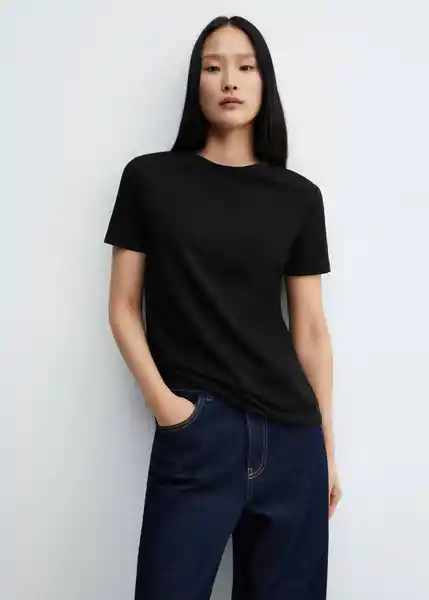 Camiseta Chalaca Negro Talla XL Mujer Mango