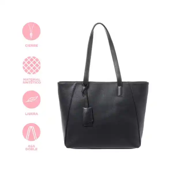 Bolso Clásico Tipo Piel Texturizado Negro Miniso