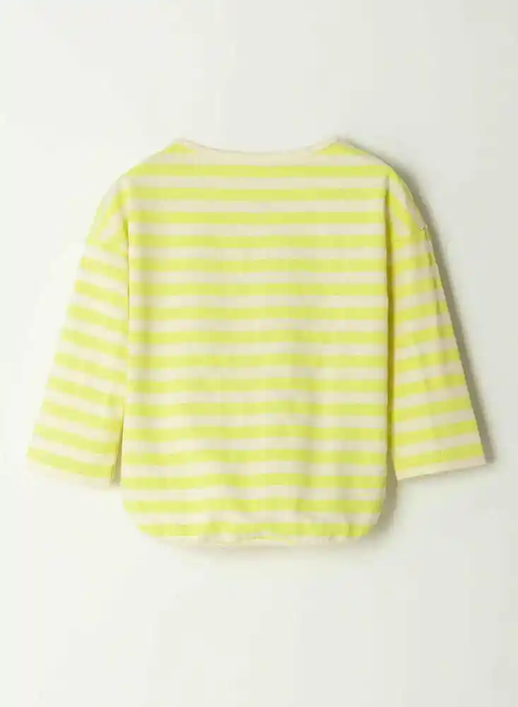 Camiseta Manga Larga Verde Rayas Talla 9/12 Meses