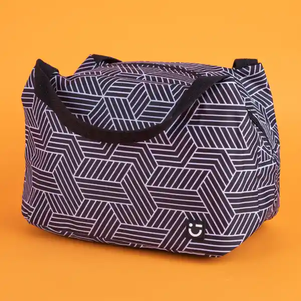 Lonchera Con Formas Geométricas Lineas Blanco y Negro Miniso