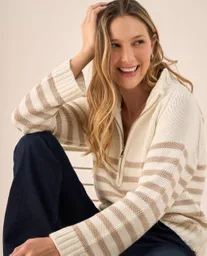 Suéter Tejido Crudo Vainilla Claro Talla S 469G236 Esprit