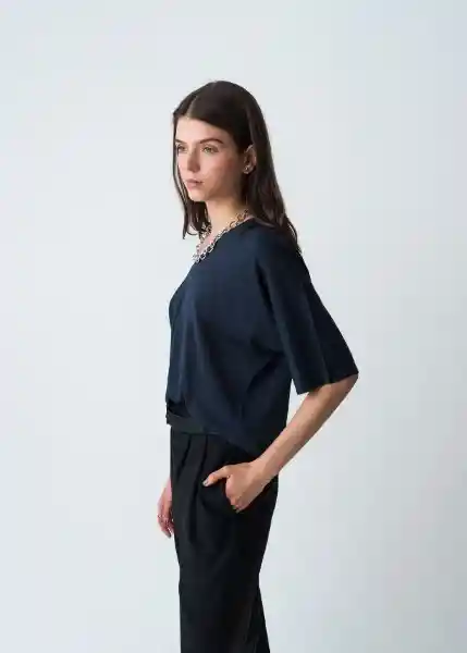 Suéter Tejido Mujer Azul Pacifico Talla M/L 583G083 Naf Naf