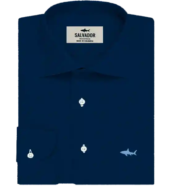 Camisa Hombre Azul Oscura Talla L Salvador Beachwear