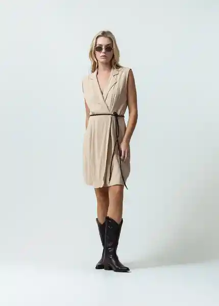 Vestido Lady Mujer Beige Albarizo Medio Talla L 572G301 Naf Naf