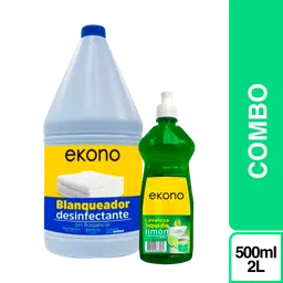 Combo Ekono Lavaloza Liquido + Blanqueador Desinfectante