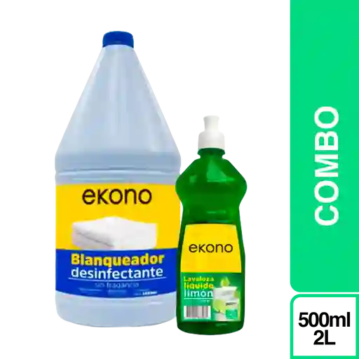 Combo Ekono Lavaloza Liquido + Blanqueador Desinfectante