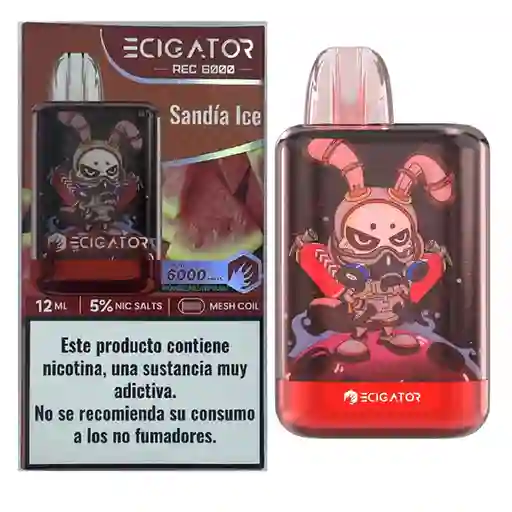 Ecigator Vapeador Sandía Ice 6000 Puffs 5%