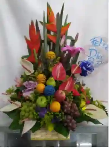Girasoles y rosas