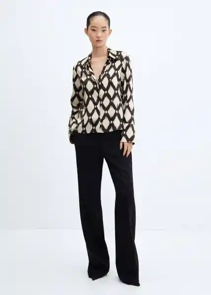 Camisa Rombus Crudo Talla XS Mujer Mango
