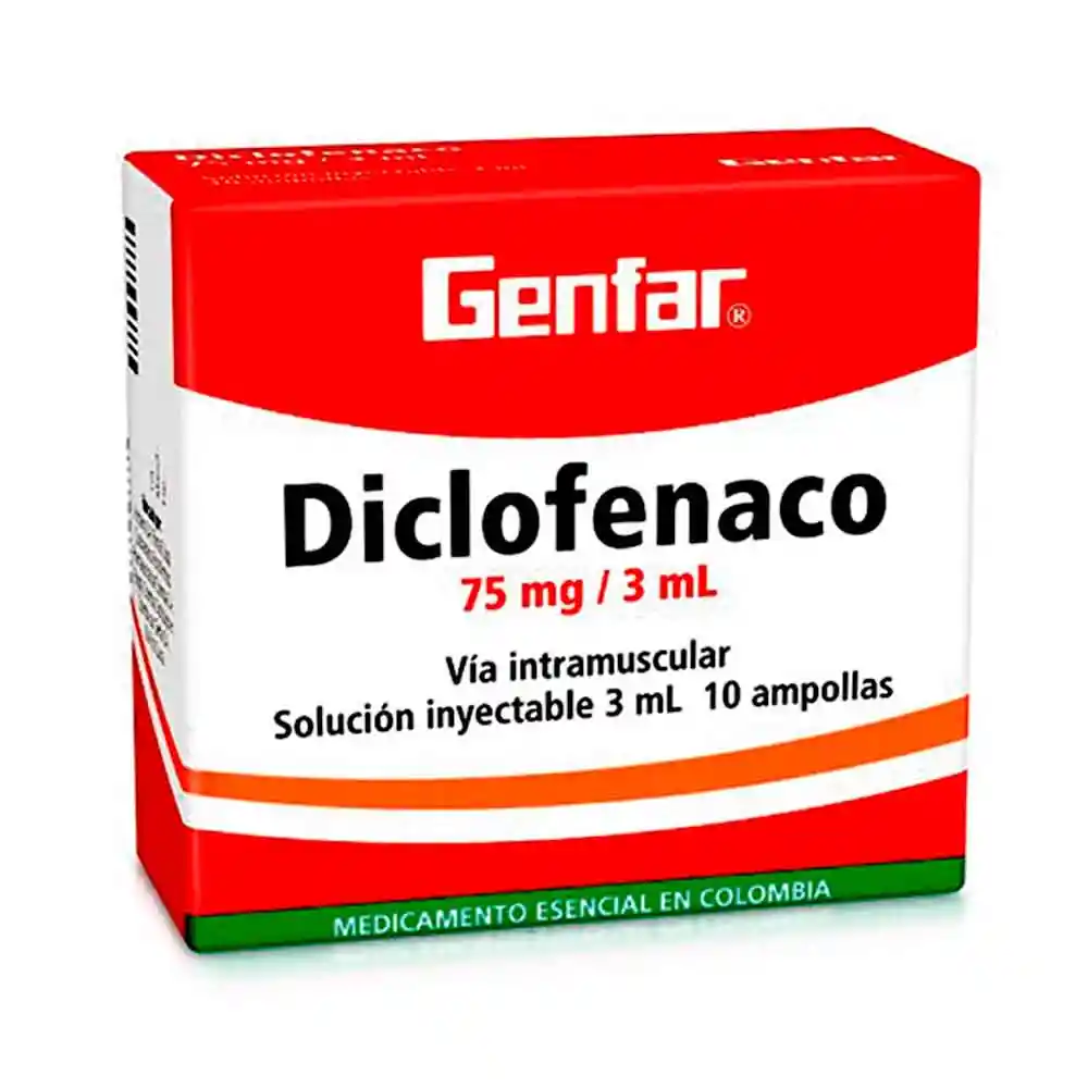 Genfar Diclofenacoinyeccion 75 Mg X10 Ampollas