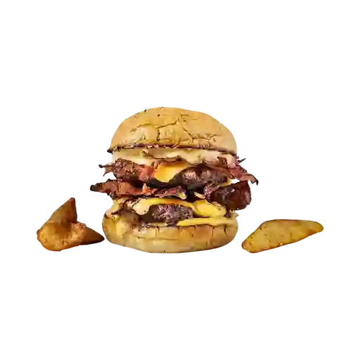 Double Bacon Cheese Burger Con Papas